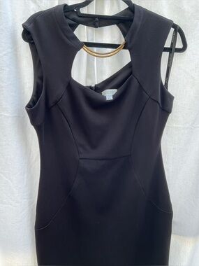 Bison Bisou Black Dress with Gold Neck Detail -